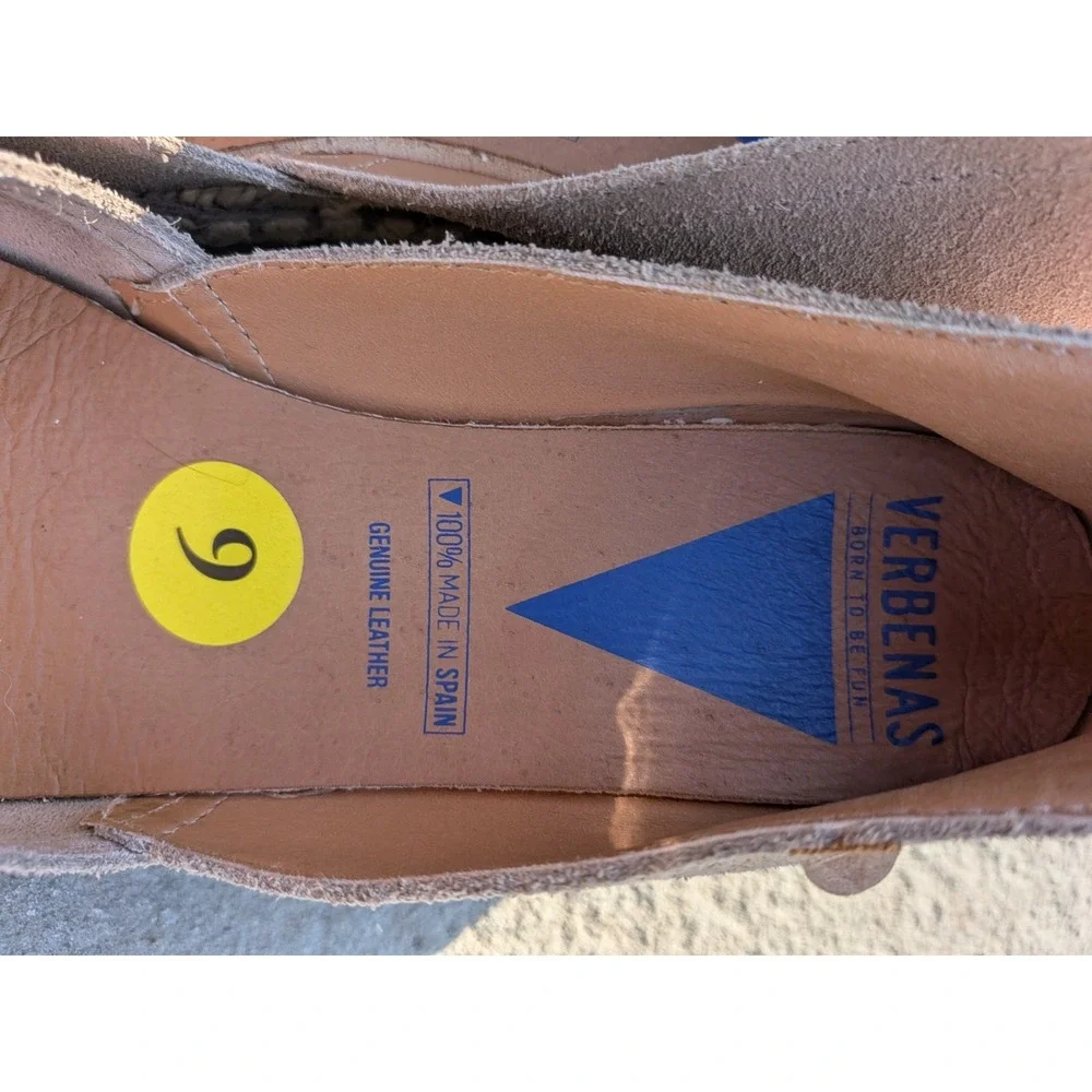 Verbenas Nude Suede Espadrille Wedge Flats Womens Size 9 Made In Spain